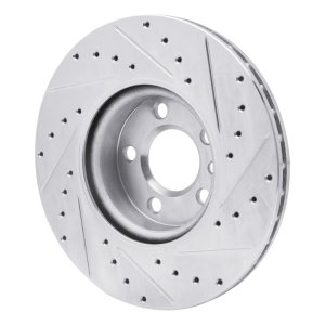 Volkswagen EuroVan Brake Rotor (1) - Front Left - R1 Concepts - Drilled & Slotted - Silver - `01-`03